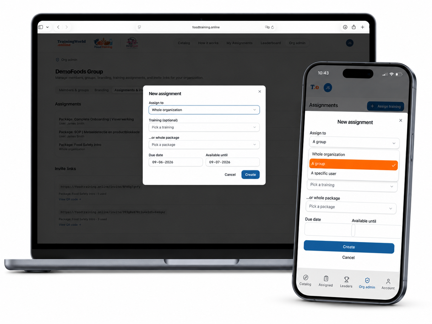 Assign training package with due date